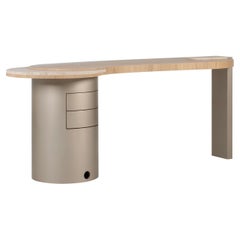 Organic Modern Armona Desk, Oak, Travertine, Handmade in Portugal by Greenapple