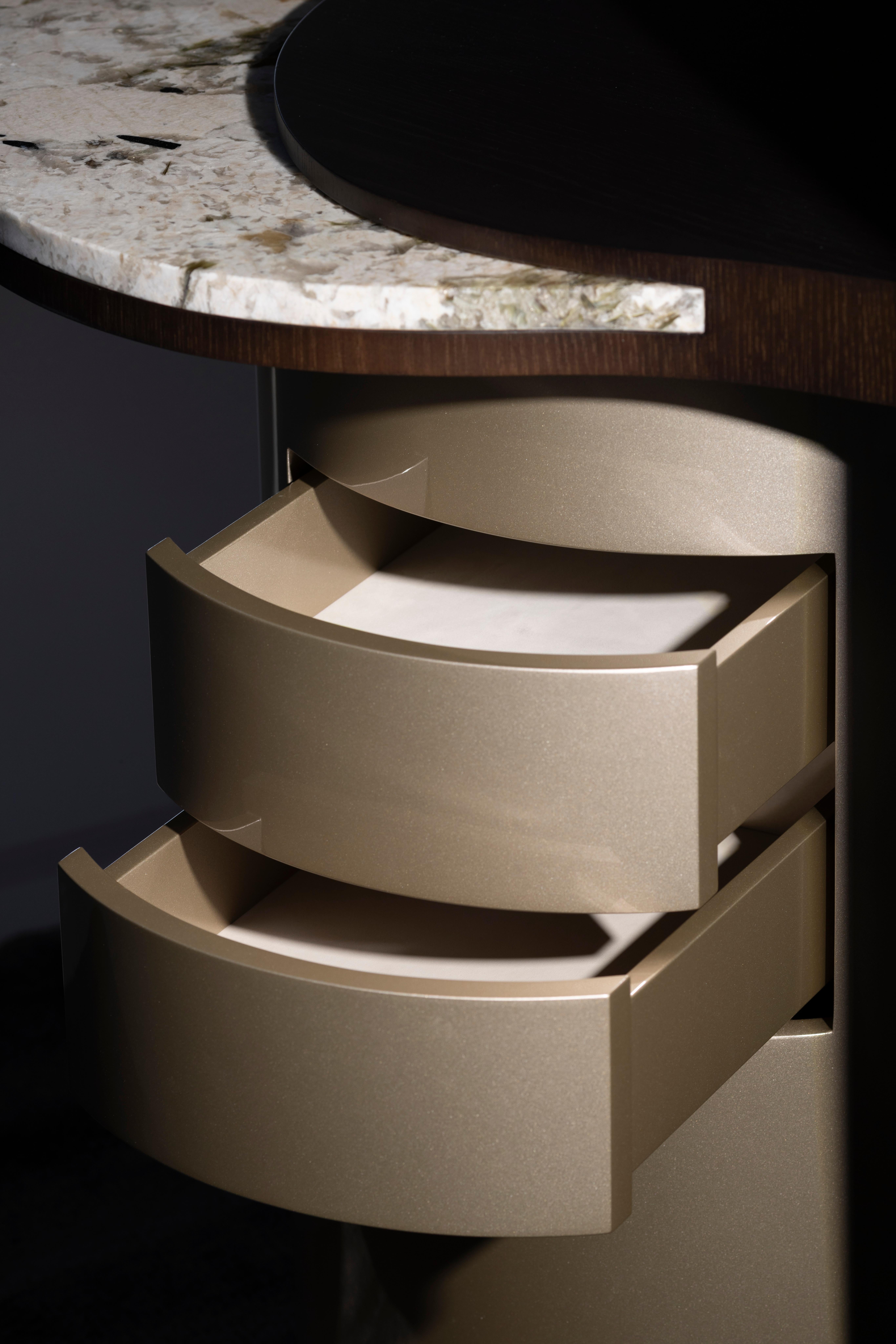 Bureau The Moderns Modernity, Granit de Patagonie, Oak, Handmade Portugal Greenapple en vente 9
