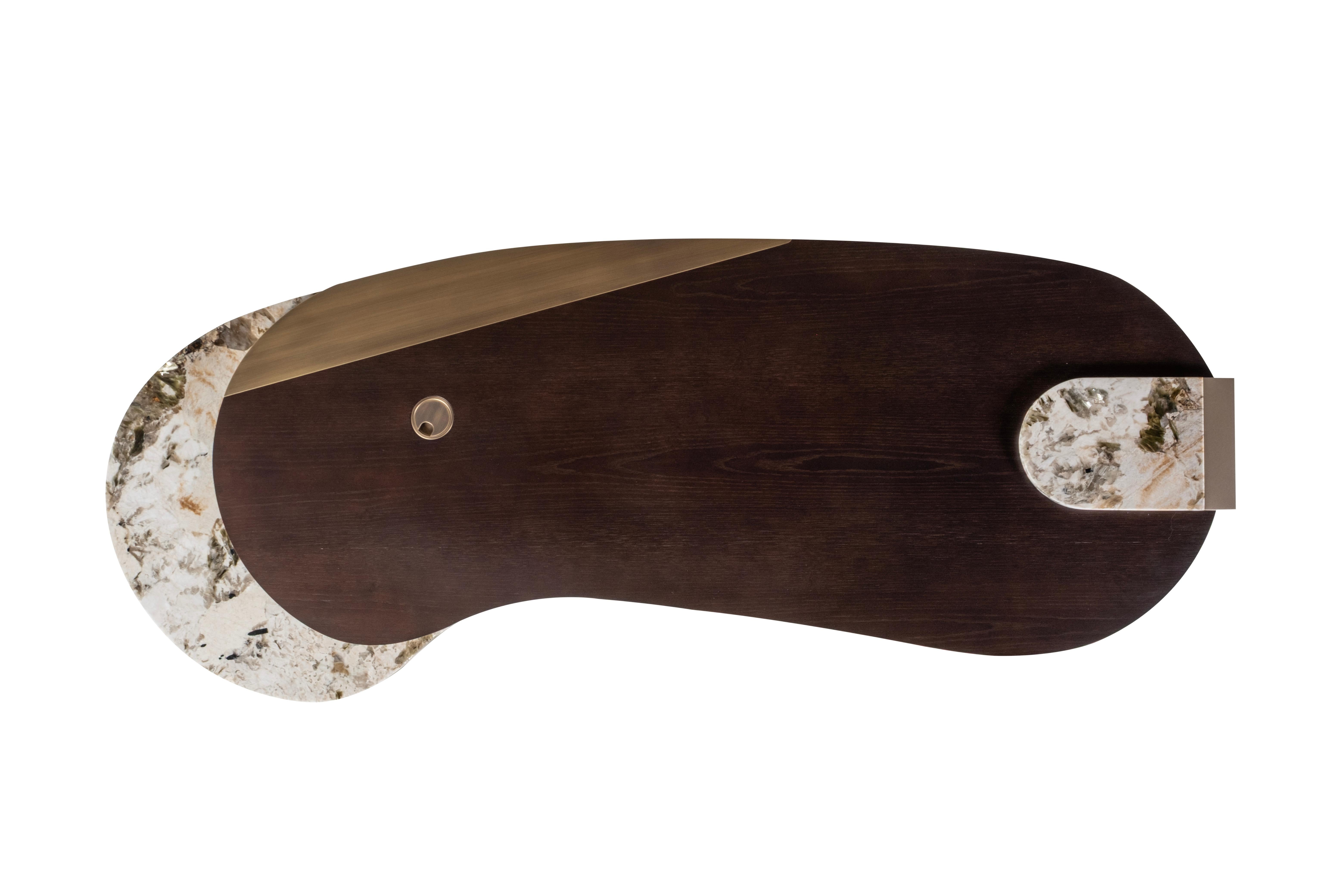 Brossé Bureau The Moderns Modernity, Granit de Patagonie, Oak, Handmade Portugal Greenapple en vente