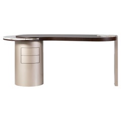 Organic Modern Armona Desk, Patagonia Granite, Oak, Handmade Portugal Greenapple