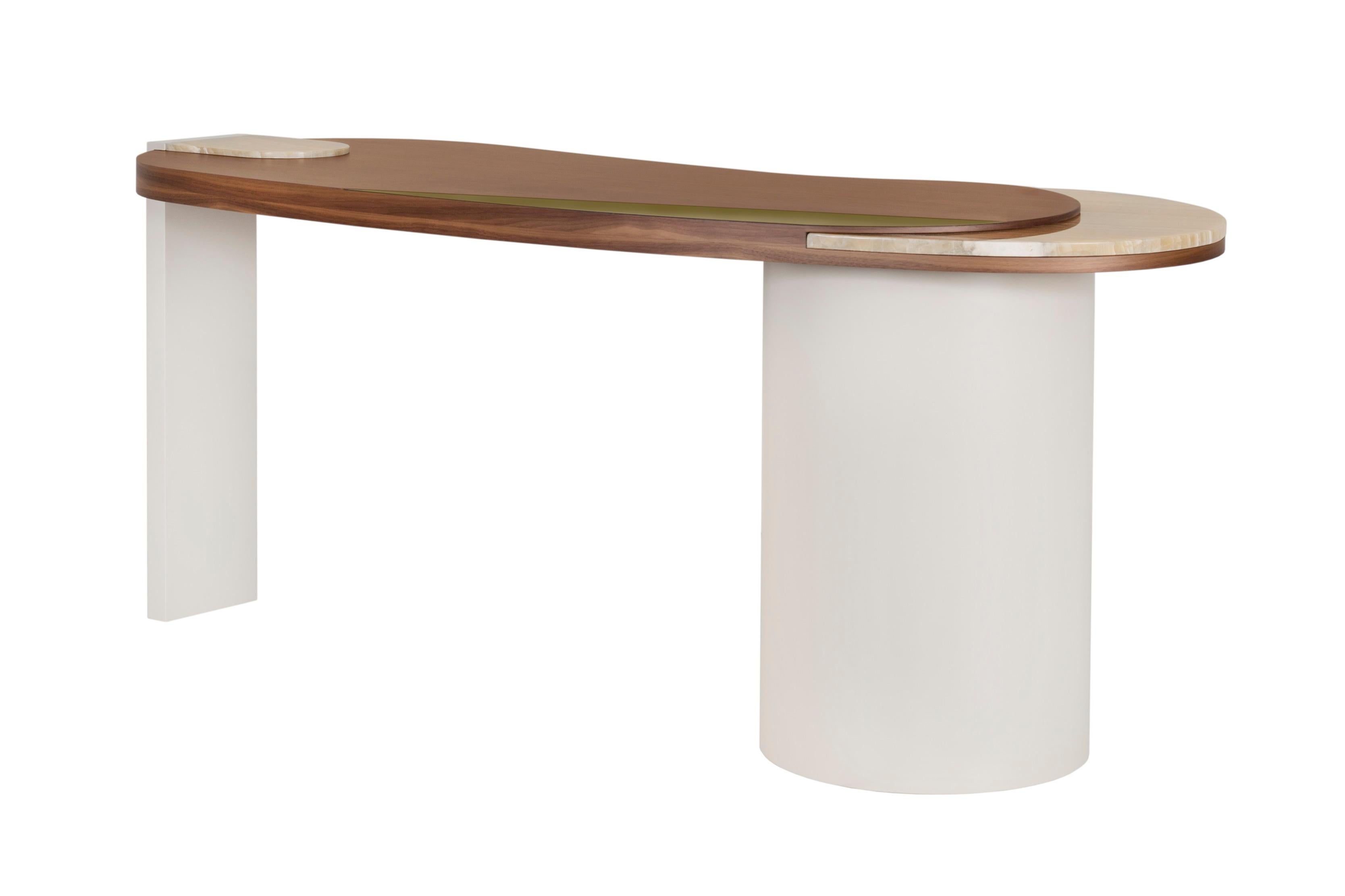 Armona-Schreibtisch der Organischen Moderne, Nussbaum, Messing, Onyx, Handgefertigt Portugal von Greenapple im Zustand „Neu“ im Angebot in Lisboa, PT