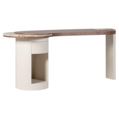 Organic Modern Armona Desk, Walnut, Brass, Onyx, Handmade Portugal by Greenapple