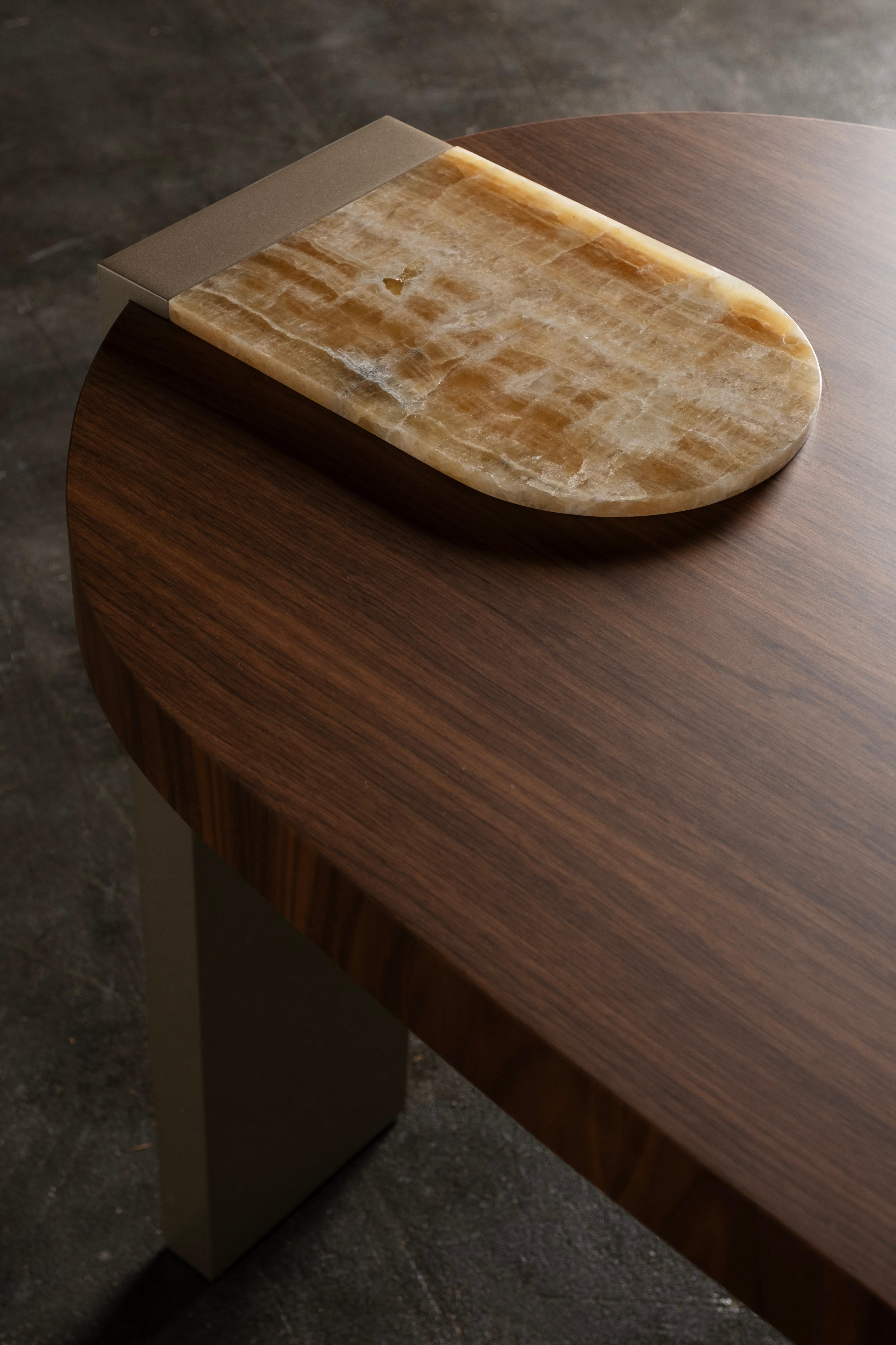 Organic Modern Armona Desk, Walnut, Onyx, Handmade in Portugal by Greenapple For Sale 10