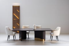 Organischer moderner Armona-Esstisch, amerikanische Eiche und Messing, handgefertigt von Greenapple