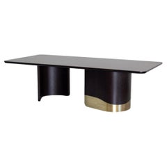 Organic Modern Armona Dining Table, American Oak, Brass, Handmade by Greenapple