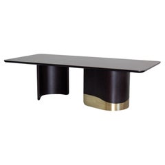 Organic Modern Armona Dining Table, American Oak, Brass, Handmade by Greenapple