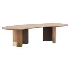 Table de salle à manger moderne et organique Armona, chêne américain, laiton, fabriquée à la main par Greenapple