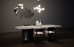 Contemporary Armona Quartz Dining Table, Patagonia Brass, Handmade by Greenapple