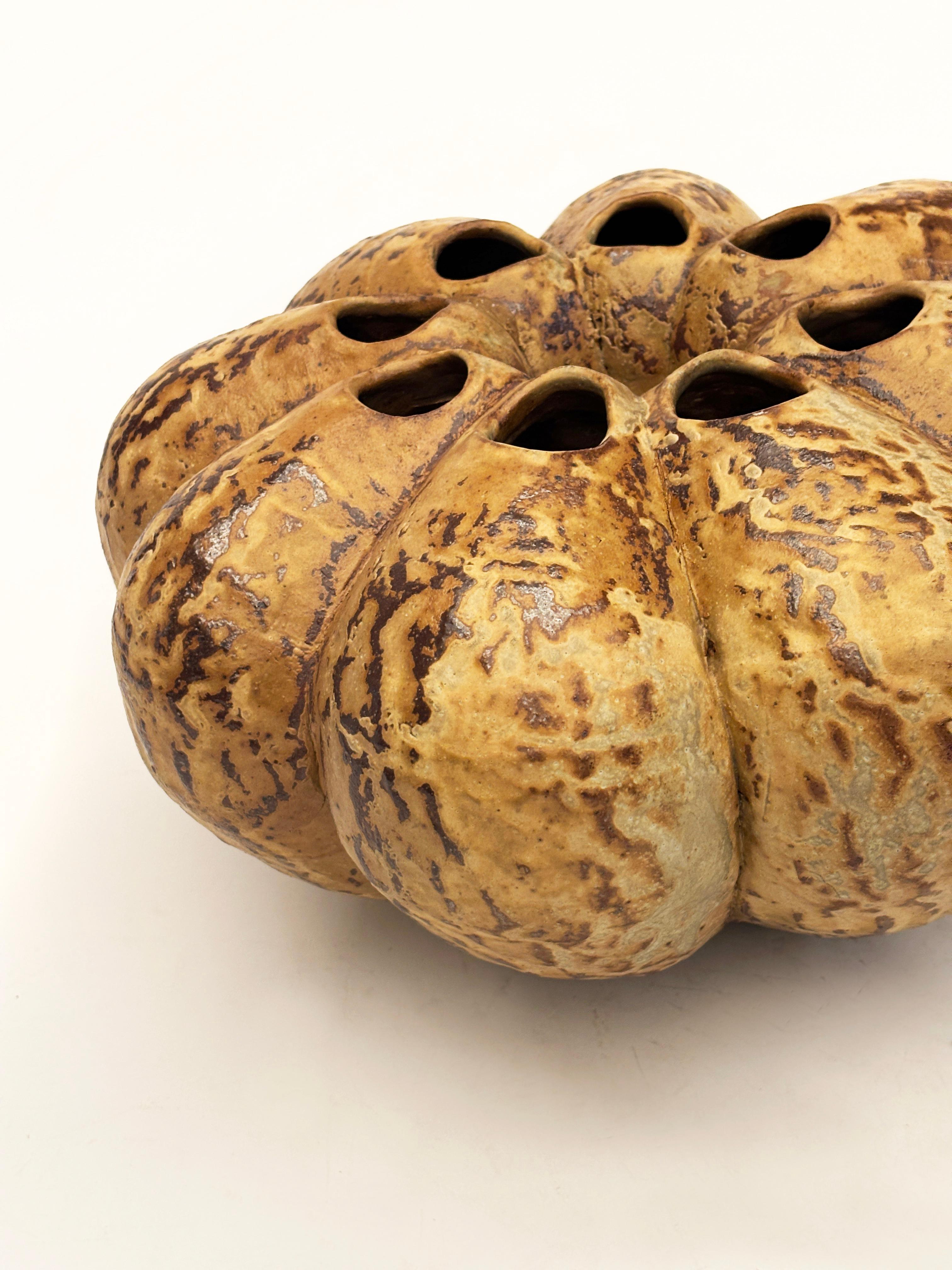 Vase moderne organique en frêne émaillé et cuit au feu de bois par Imes Gallery Bon état - En vente à Louisville, KY