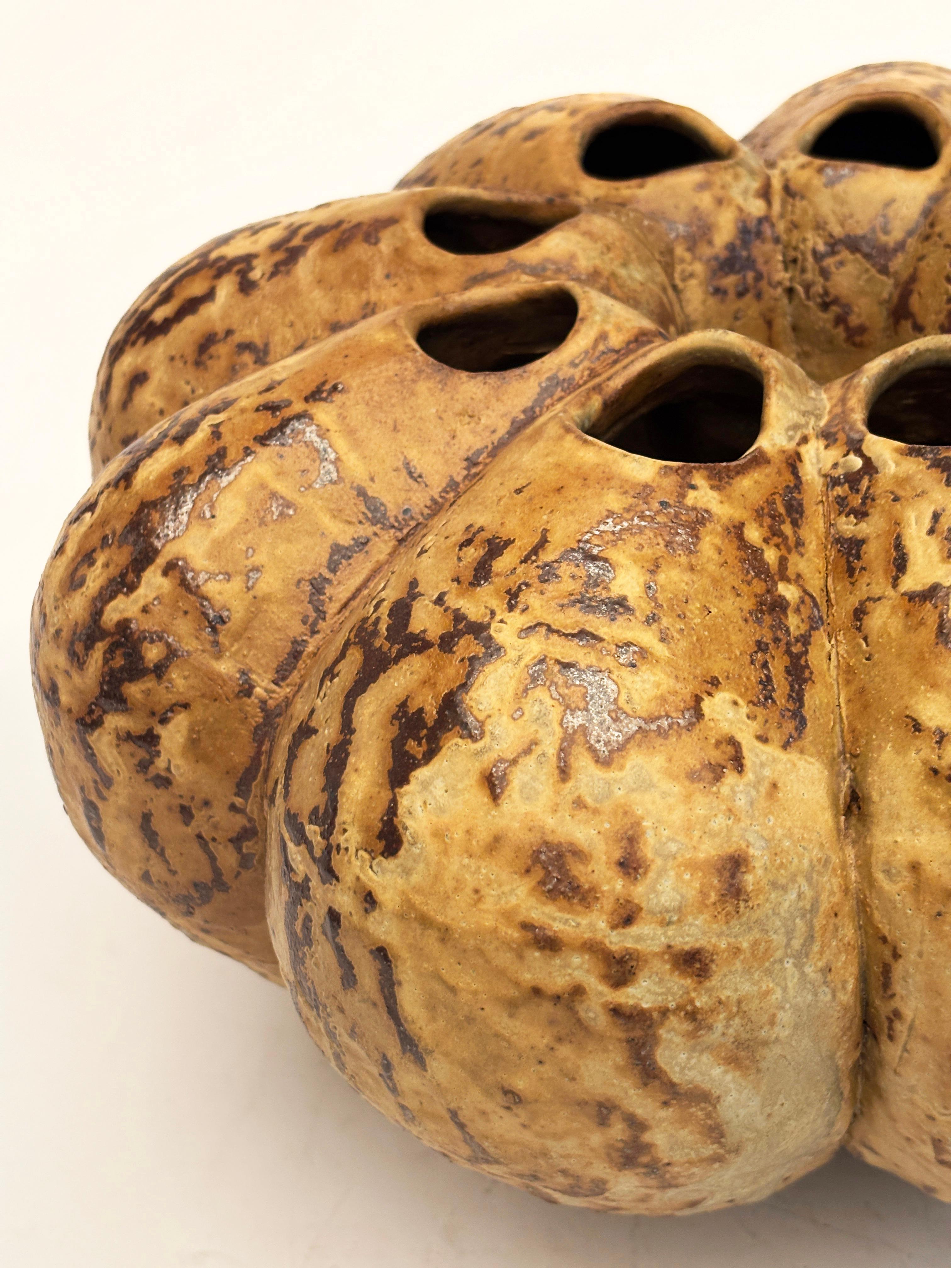XXIe siècle et contemporain Vase moderne organique en frêne émaillé et cuit au feu de bois par Imes Gallery en vente