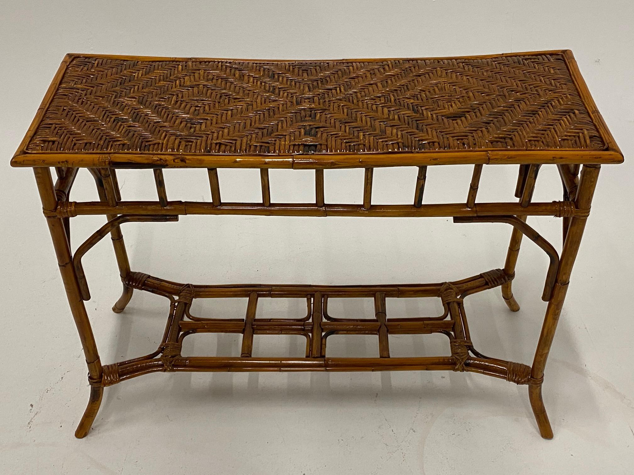 Organic Modern Bamboo and Rattan Console In Good Condition In Hopewell, NJ