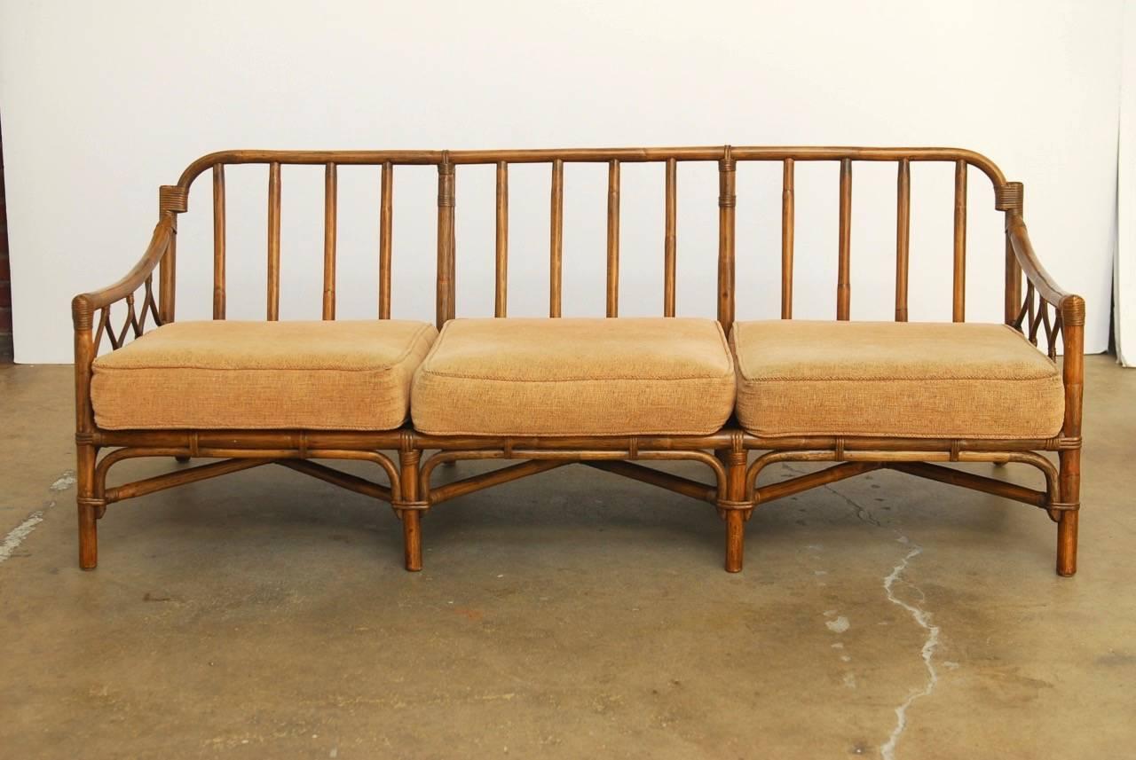 Organic Modern Bamboo Rattan Sofa by Brown Jordan In Excellent Condition In Rio Vista, CA
