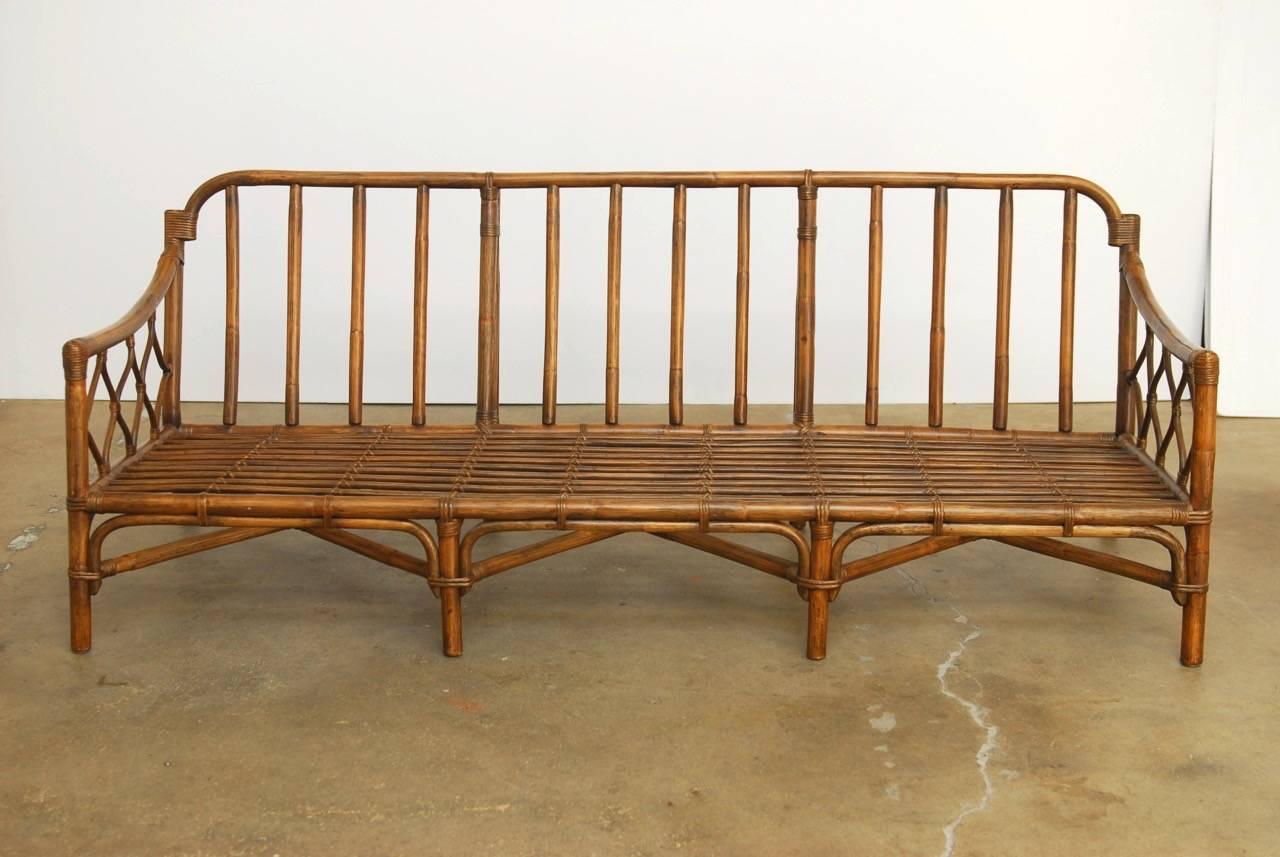 Fabric Organic Modern Bamboo Rattan Sofa by Brown Jordan