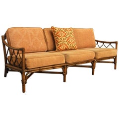 Organic Modern Bamboo Rattan Sofa by Brown Jordan