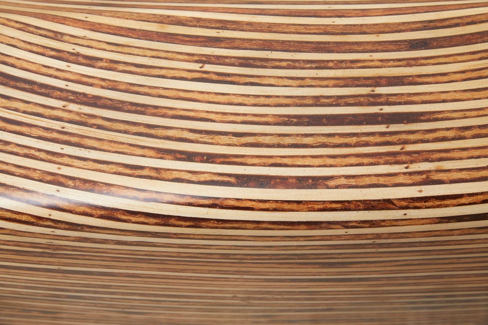 Organic Modern Bamboo Rattan Strip Inlay Cocktail Table 7