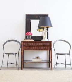 Organic Modern Bamboo Rattan Two-Drawer Table