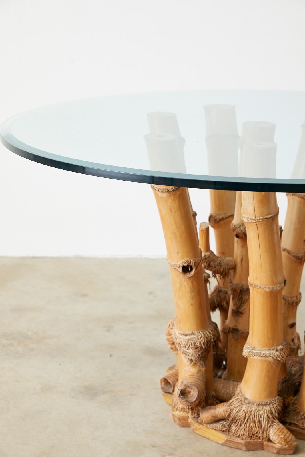 Organic Modern Bamboo Root Glass Top Dining Table 4