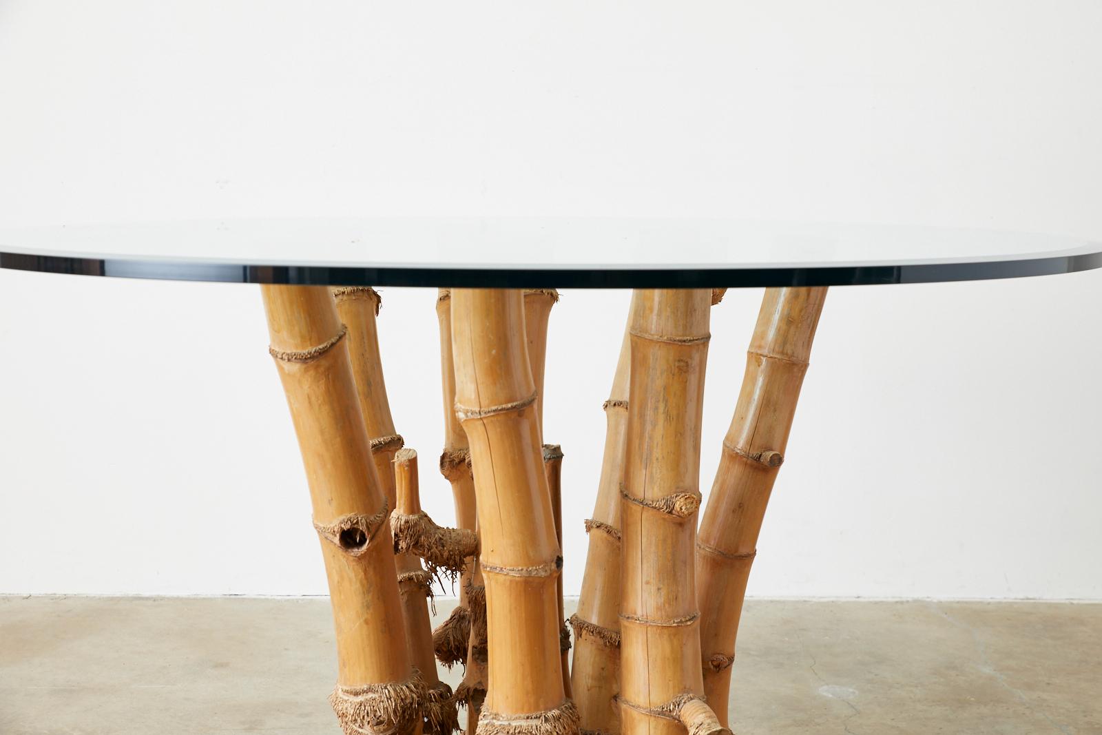 bamboo dining table with glass top