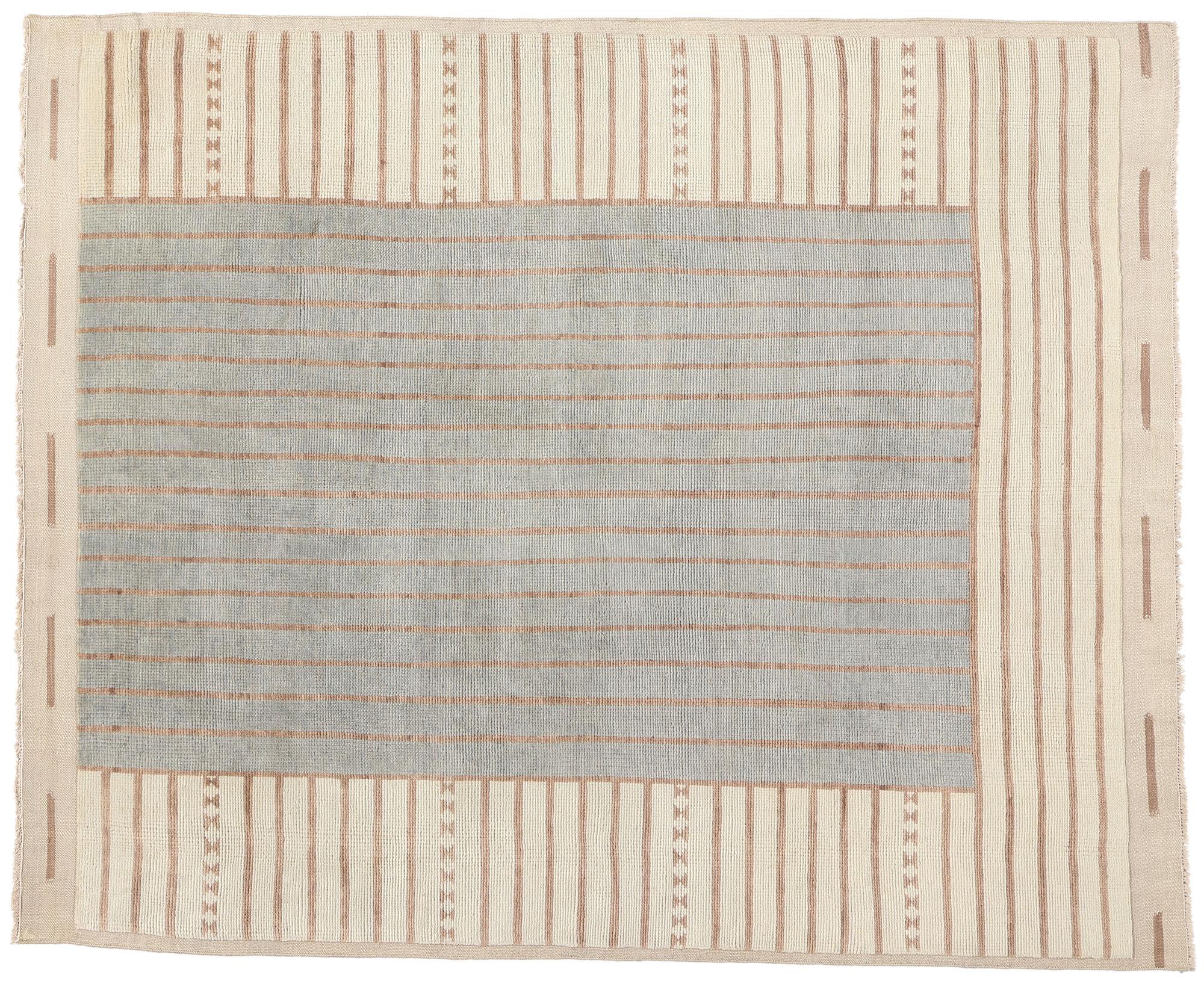 New Contemporary Organic Modern Beige and Blue-Grey Moroccan Brutalist Carpet For Sale 4