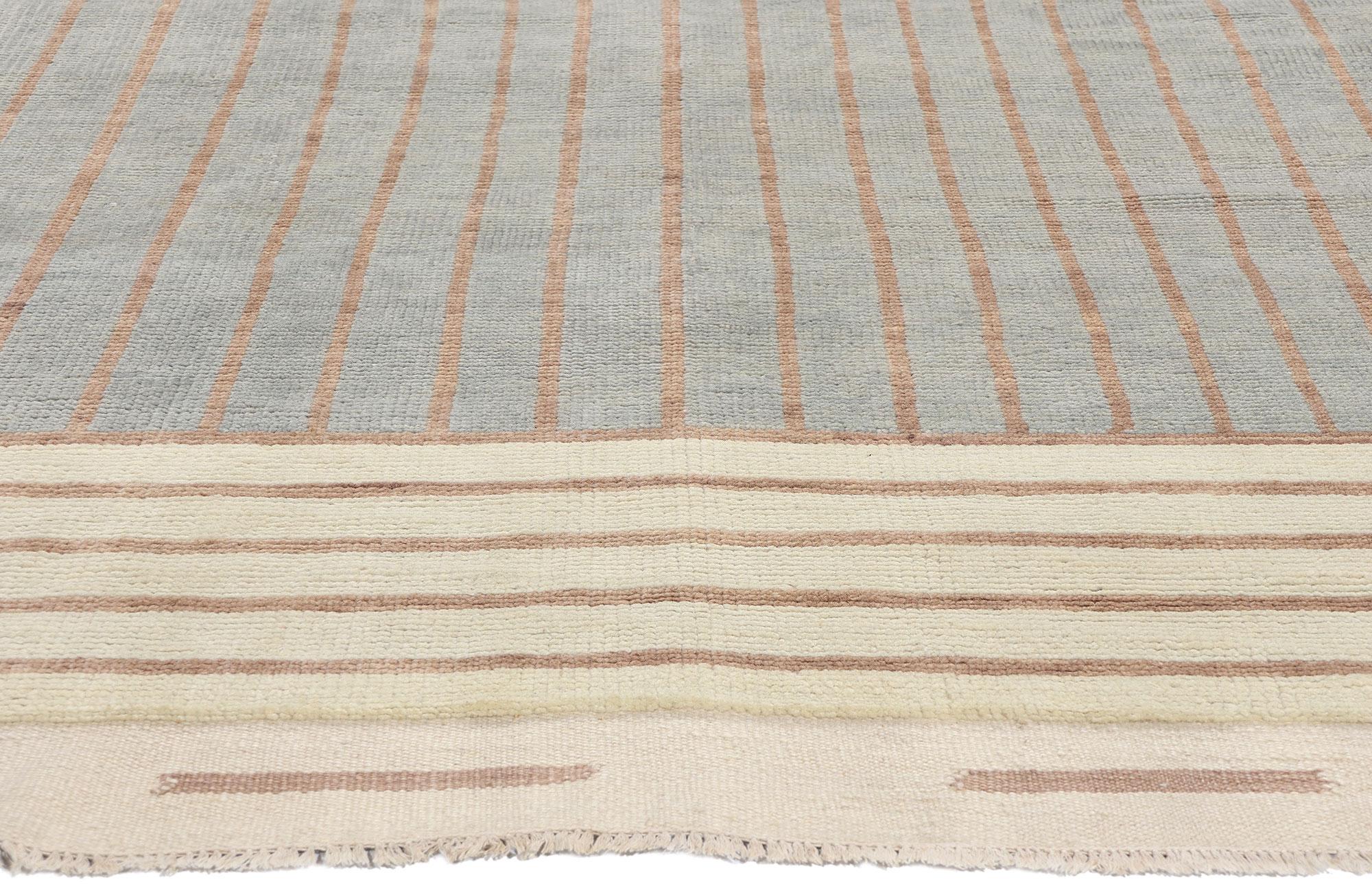 Hand-Knotted New Contemporary Organic Modern Beige and Blue-Grey Moroccan Brutalist Carpet For Sale