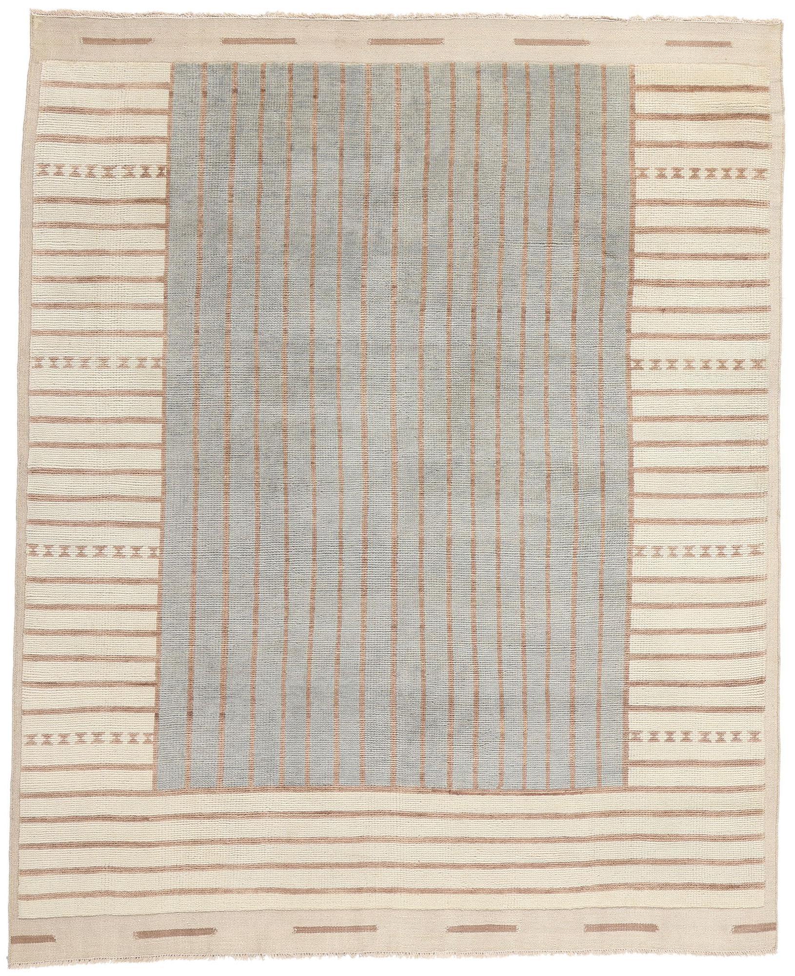 New Contemporary Organic Modern Beige and Blue-Grey Moroccan Brutalist Carpet For Sale