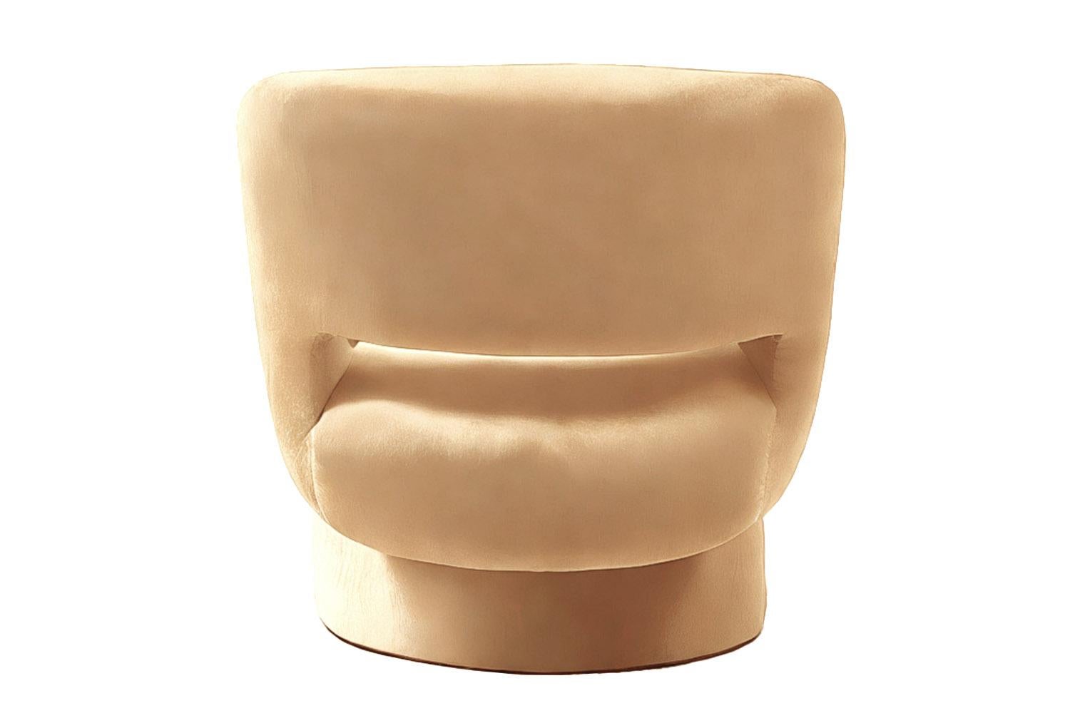 Bio Modern Beige Samt Sessel Ritual (Organische Moderne) im Angebot