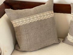 Organic Modern Belgian Linen And Lace Pillow