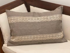 Organic Modern Belgian Linen Lace Handmade Pillow