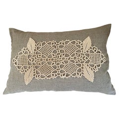 Organic Modern Belgian Linen with Macrame Pillow