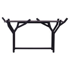 Handgefertigter moderner minimalistischer Konsolentisch aus Massivholz-Eiche in Schwarz TOTEM