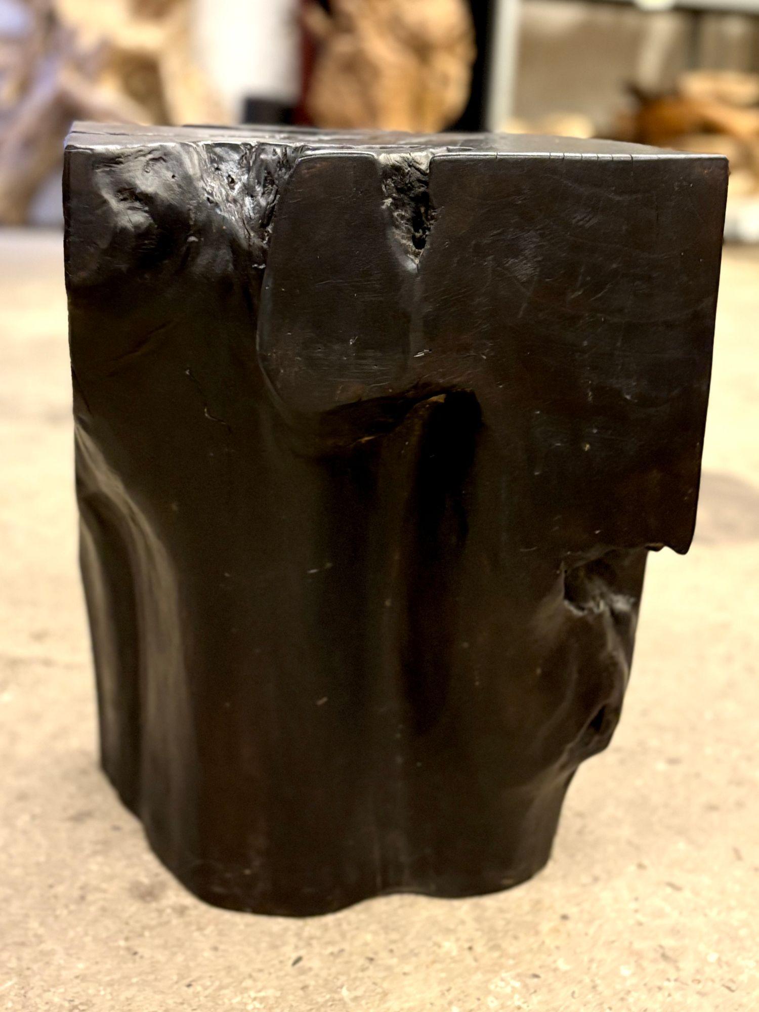 Table d'appoint/tabouret en bois de teck noir Organic Modern, IDN 2025 Neuf - En vente à Lichtenberg, AT