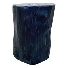 Organic Modern Blackened Teak Wood Stump and Side Table, Indonesia