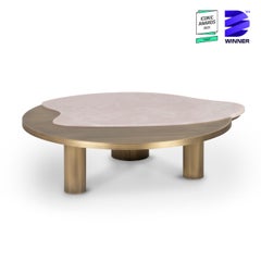 Organic Modern Bordeira Coffee Table, Onyx Brass, Handmade Portugal Greenapple