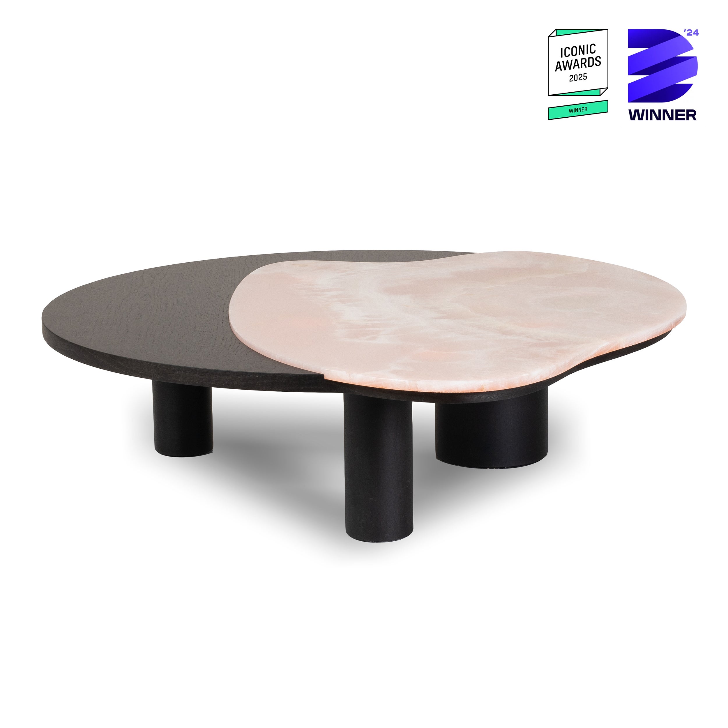 Organischer moderner Bordeira-Couchtisch, rosa Onyx, handgefertigt Portugal von Greenapple