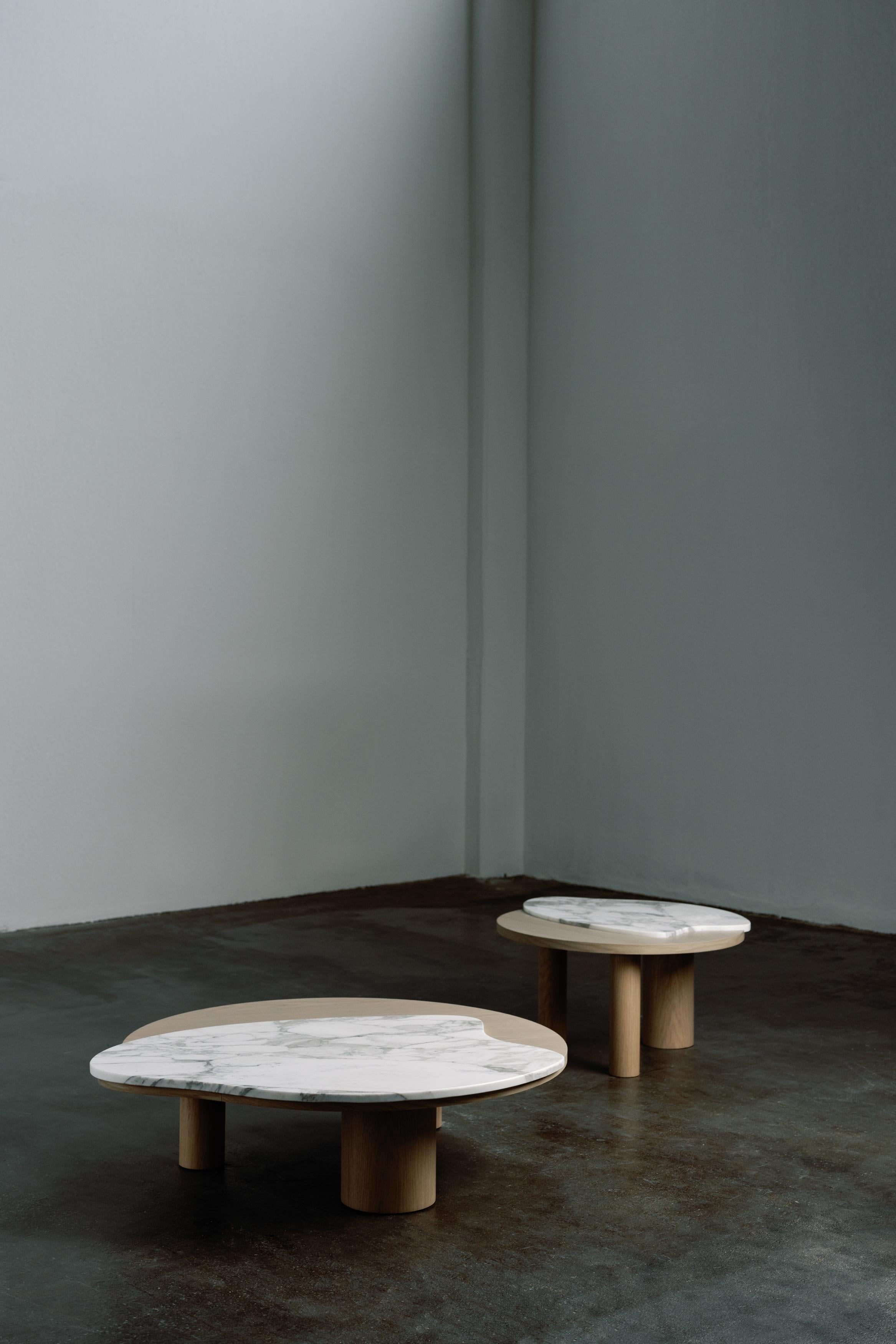 Organic Modern Bordeira Coffee Tables, Calacatta Marble, Handmade by Greenapple For Sale 3