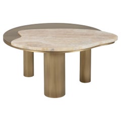 Organic Modern Bordeira Couchtische, Onyx Messing, Handmade Portugal Greenapple