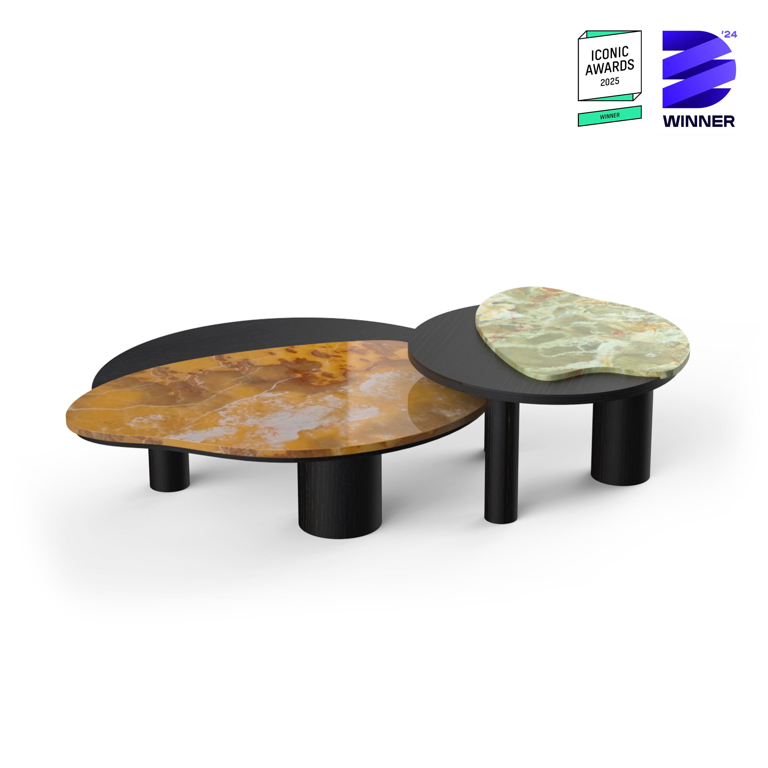 Organic Modern Bordeira Nesting Couchtisch, Onyx, Handmade Portugal Greenapple im Angebot