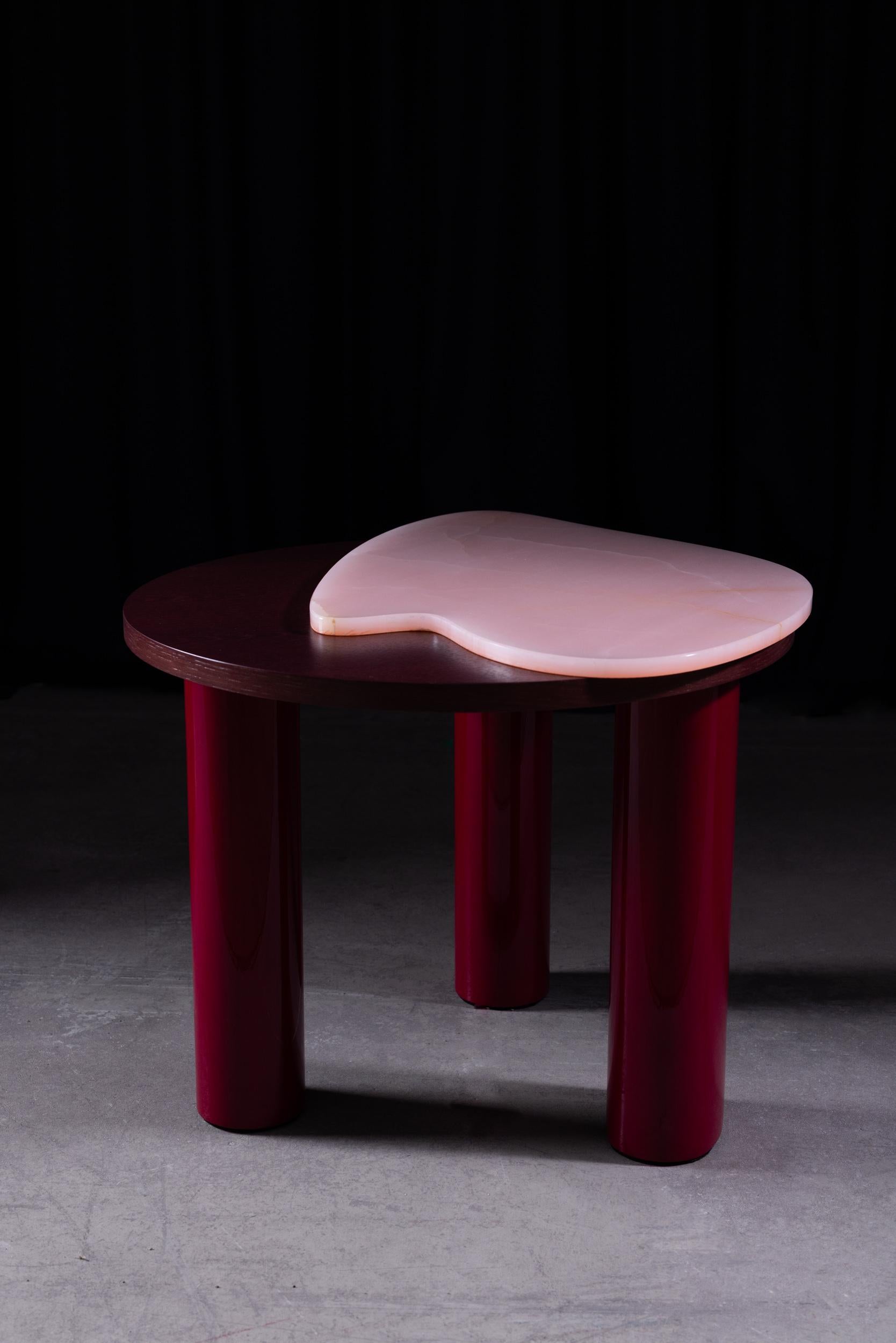 Organischer moderner Bordeira-Beistelltisch, rosa Onyx, handgefertigt Portugal von Greenapple im Angebot 12