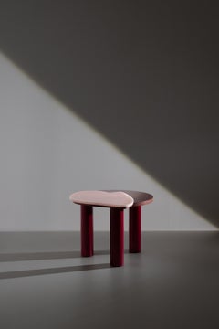 Modern Bordeira Stone Side Table, Pink Onyx, Handmade Portugal by Greenapple