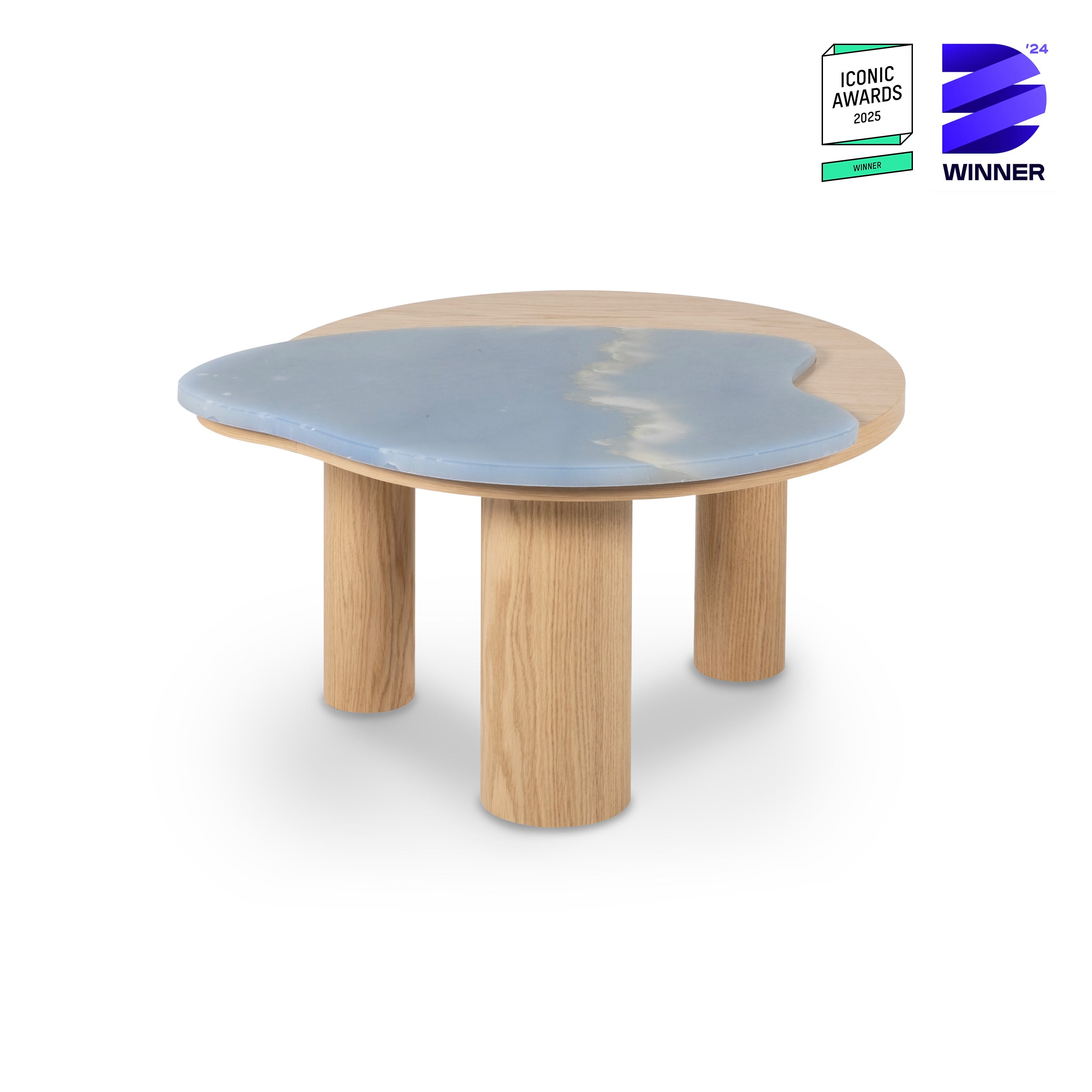 Organic Modern Bordeira Stone Coffee Table, Onyx, Handmade by Greenapple For Sale