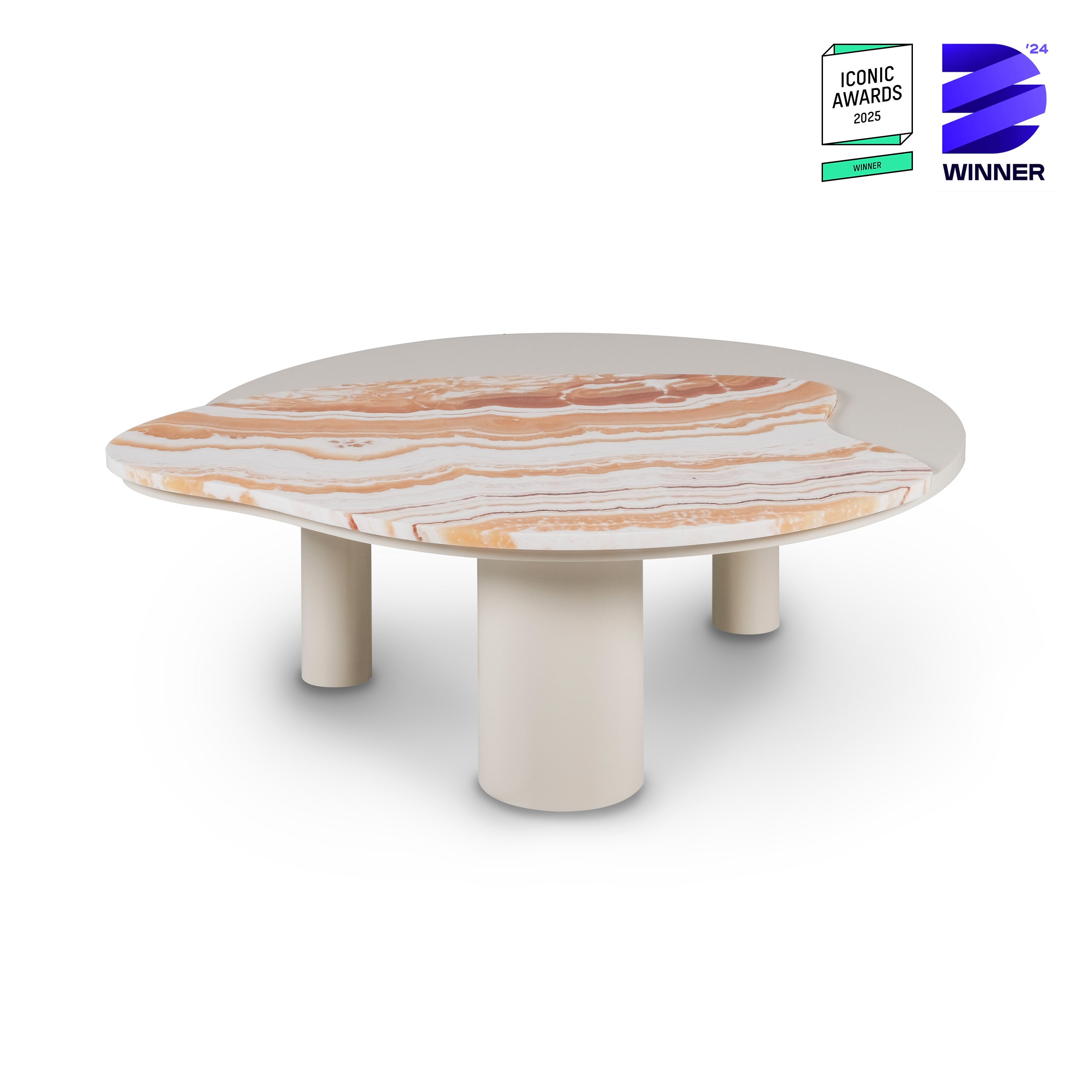 Organic Modern Bordeira Stone Coffee Table, Onyx, Handmade by Greenapple