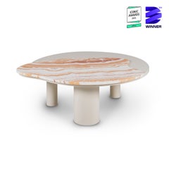 Organic Modern Bordeira Stone Coffee Table, Onyx, Handmade by Greenapple