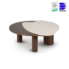 Organic Modern Bordeira Travertine Coffee Table, Handmade by Greenapple