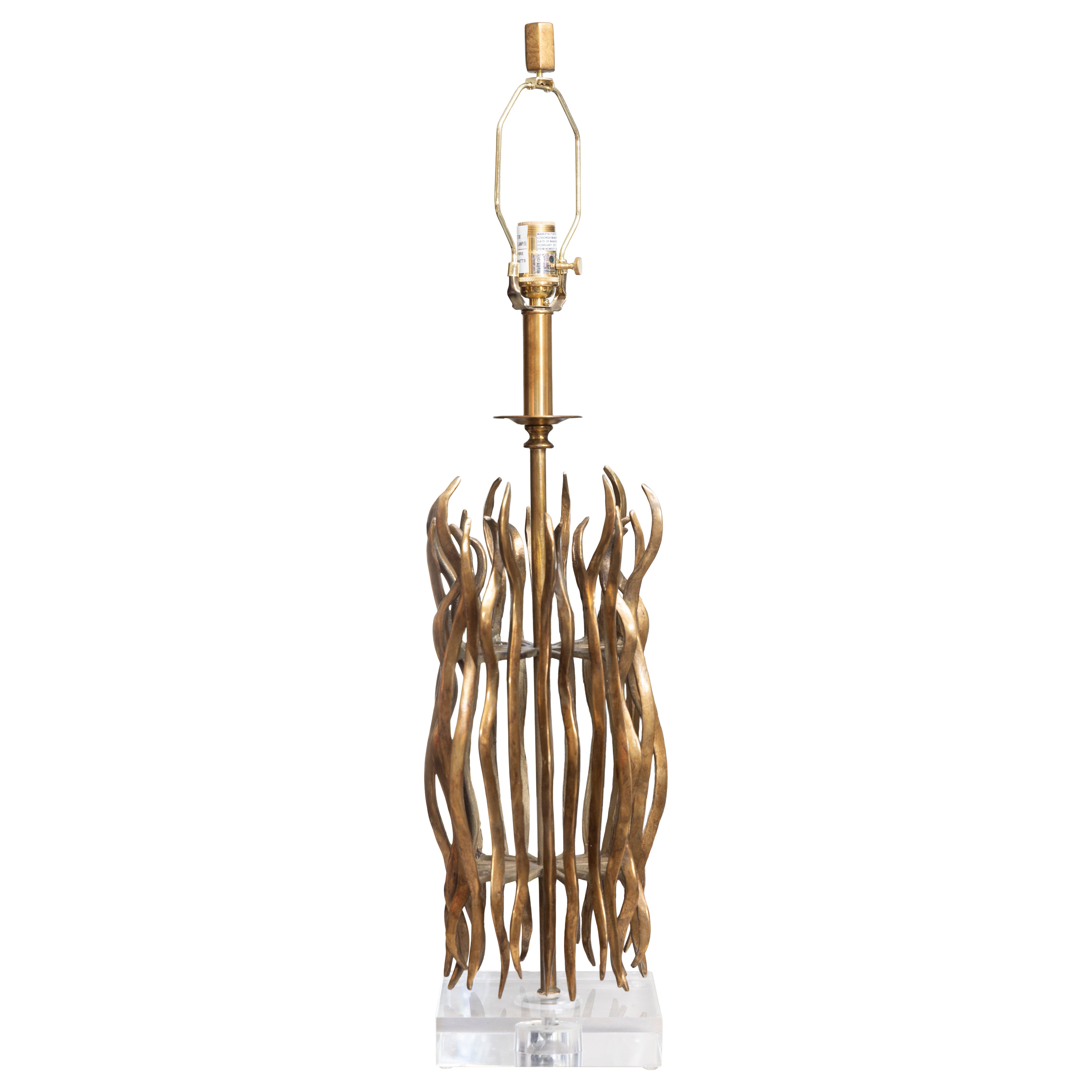 Organic Modern Brass Sculptural Table Lamp For Sale