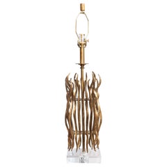 Organic Modern Brass Sculptural Table Lamp