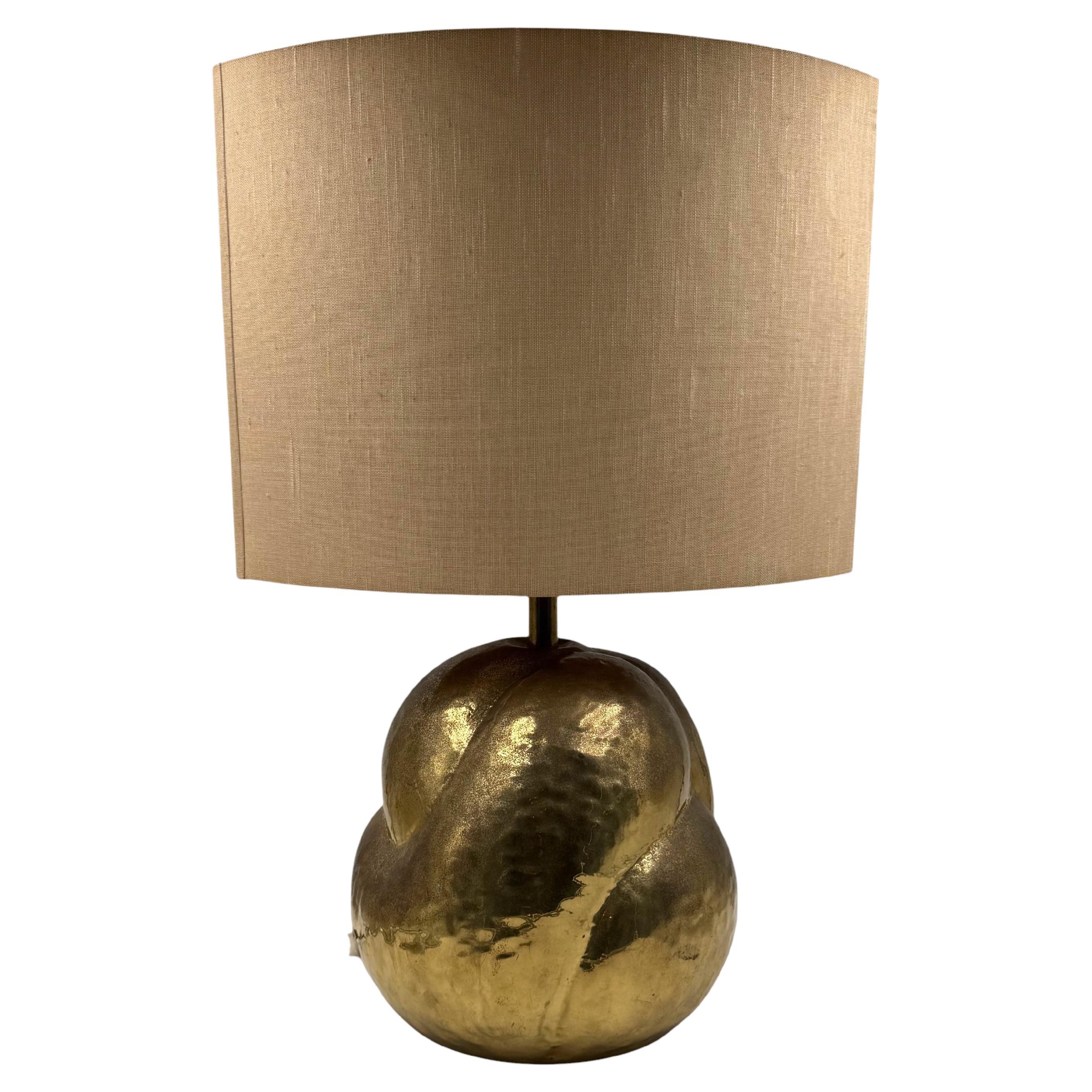 Organic modern brass table Lamp, Tommaso Barbi Italy 1970