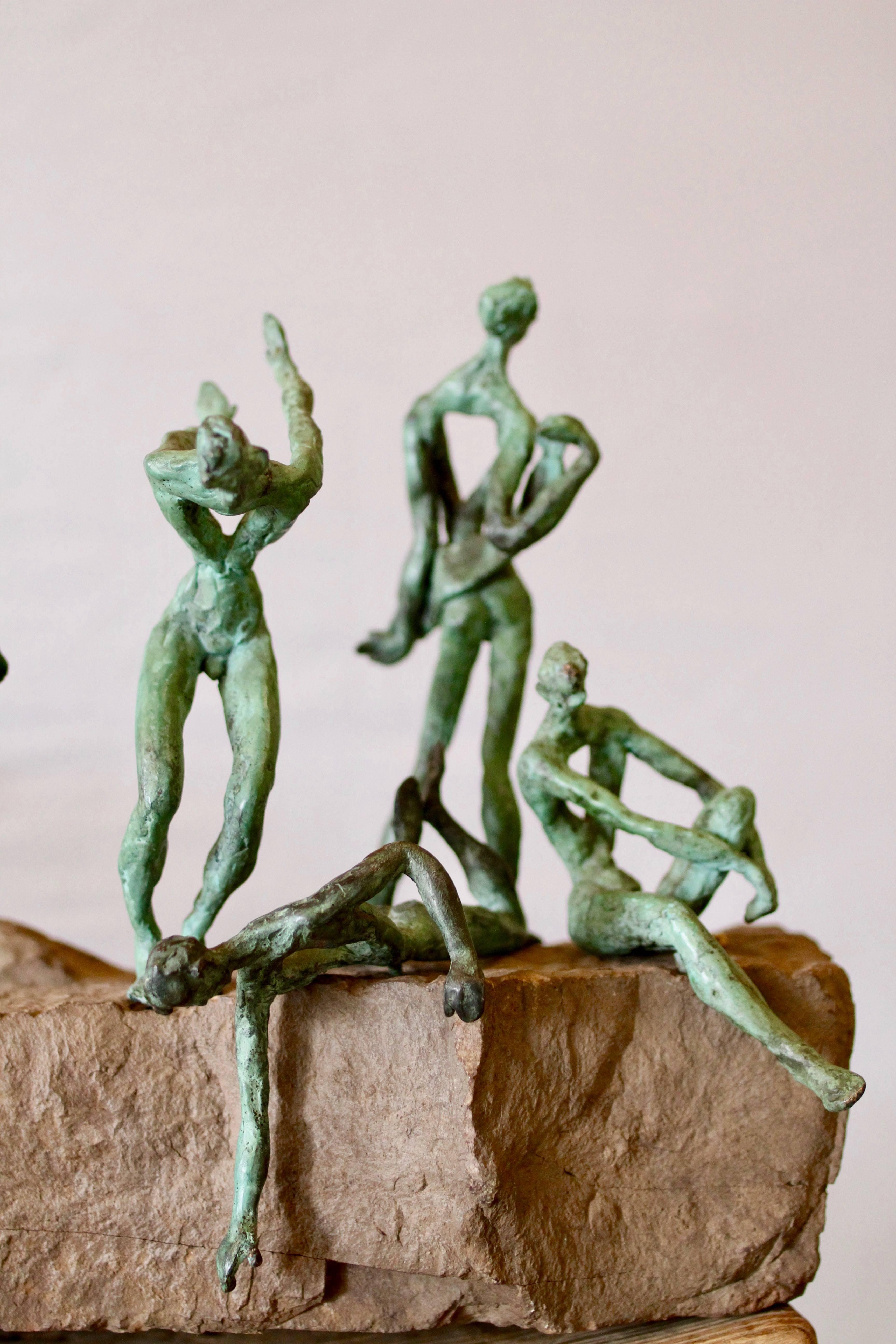 Organic Modern Bronze and Natural Stone Figurative Sculpture For Sale 4
