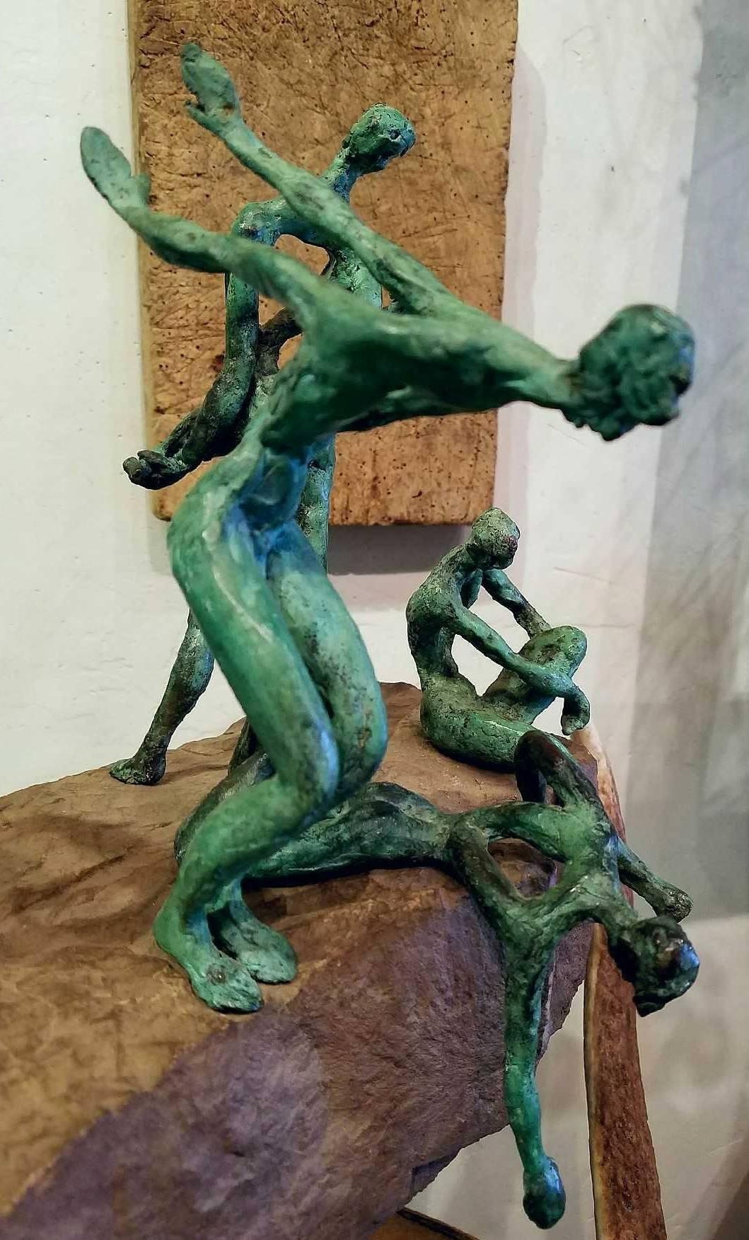 Organic Modern Bronze and Natural Stone Figurative Sculpture For Sale 5