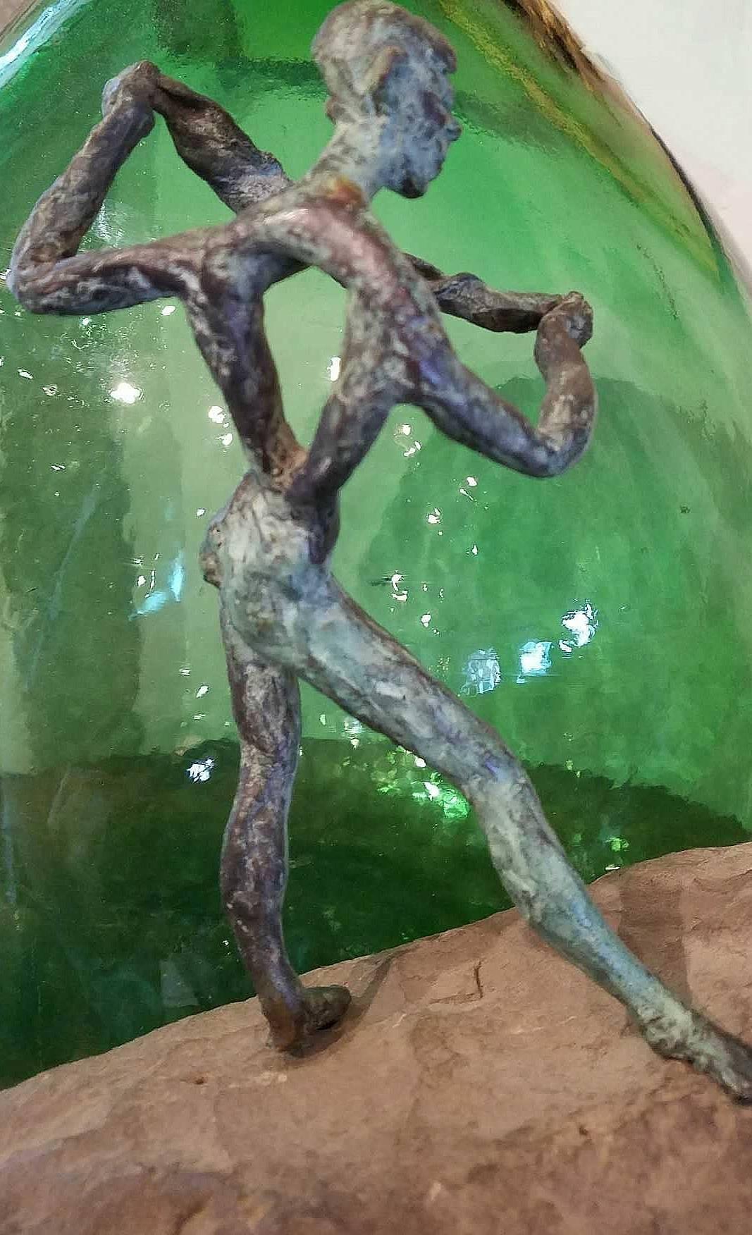 Organic Modern Bronze and Natural Stone Figurative Sculpture For Sale 6