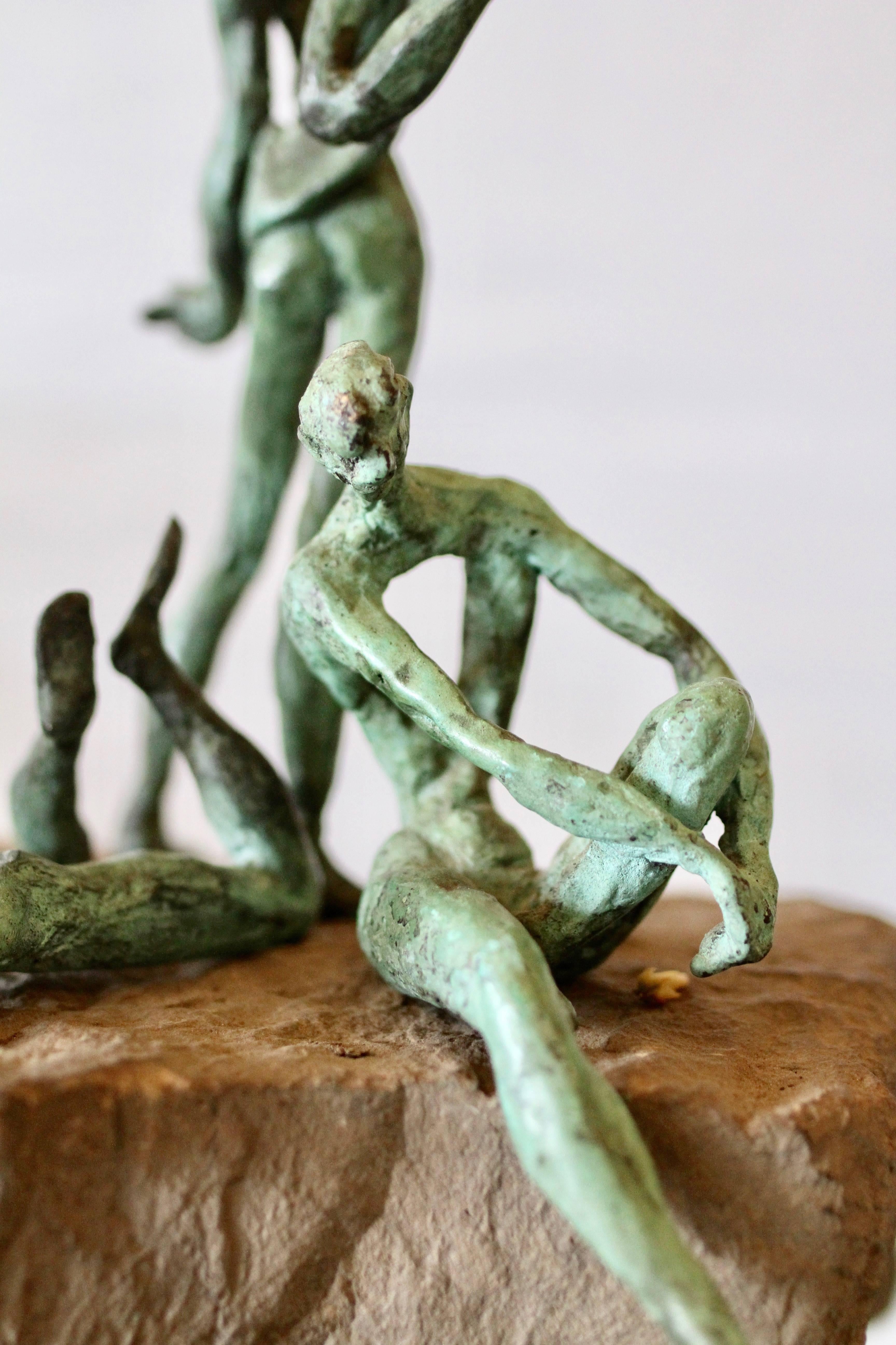 Unknown Organic Modern Bronze and Natural Stone Figurative Sculpture For Sale